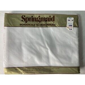 Springmaid Womdercale Percale Long Twin Fitted White Vintage NIP